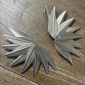 Silver Leaf Statement Earrings